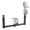 PULUZ Diving Dual Hand-held CNC Aluminum Selfie Monopod Holder for GoPro Hero12 Black / Hero11 /10 /9 /8 /7 /6 /5, Insta360 Ace / Ace Pro, DJI Osmo Action 4 and Other Action Cameras