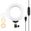 PULUZ 4.7 inch 12cm USB 3 Modes Dimmable LED Ring Selfie Beauty Vlogging Photography Video Lights with Tripod Ball Head