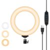 PULUZ 6.2 inch 16cm USB 3 Modes Dimmable LED Ring Vlogging Photography Video Lights with Tripod Ball Head