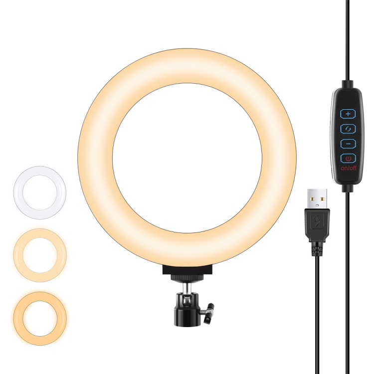 PULUZ 6.2 inch 16cm USB 3 Modes Dimmable LED Ring Vlogging Photography Video Lights with Tripod Ball Head