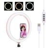PULUZ 11.8 inch 30cm USB 3 Modes Dimmable Dual Color Temperature LED Curved Diffuse Light Ring Vlogging Selfie Photography Video Lights with Phone Clamp