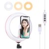PULUZ 7.9 inch 20cm USB 3 Modes Dimmable Dual Color Temperature LED Curved Light Ring Vlogging Selfie Photography Video Lights with Phone Clamp