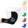 PULUZ 20cm Include 2 LED Panels Folding Portable 1100LM Light Photo Lighting Studio Shooting Tent Box Kit with 6 Colors Backdrops (Black, White, Yellow, Red, Green, Blue), Unfold Size: 24cm x 23cm x 23cm