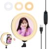 PULUZ 7.9 inch 20cm USB 3 Modes Dimmable Dual Color Temperature LED Curved Light Ring Vlogging Selfie Photography Video Lights with Mirror