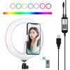 PULUZ 7.9 inch 20cm USB RGB Dimmable LED Dual Color Temperature LED Curved Light Ring Vlogging Selfie Photography Video Lights with Phone Clamp