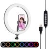 PULUZ 11.8 inch 30cm Curved Surface USB 10 Modes 8 Colors RGBW Dimmable LED Ring Vlogging Photography Video Lights with Tripod Ball Head & Phone Clamp