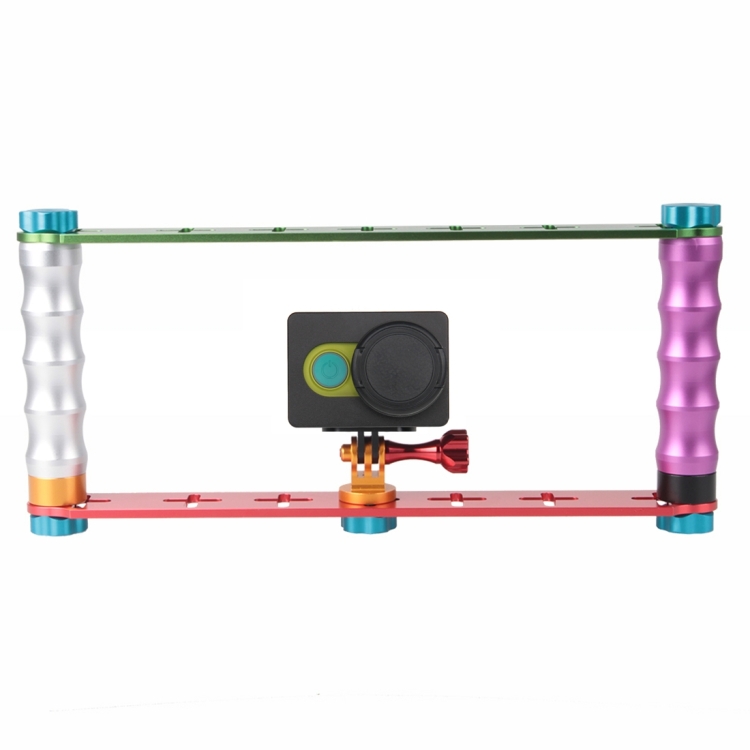 Dual Grip Handle Stabilizer Aluminum Mount Bracket for PULUZ Action Sports Cameras Jaws Flex Clamp Mount for GoPro Hero12 Black / Hero11 /10 /9 /8 /7 /6 /5, Insta360 Ace / Ace Pro, DJI Osmo Action 4 and Other Action Cameras