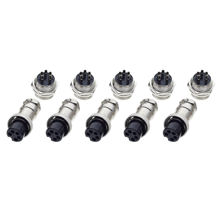 DIY 16mm 5-Pin GX16 Aviation Plug Socket Connector (5 Pcs in One Package, the Price is for 5 Pcs)