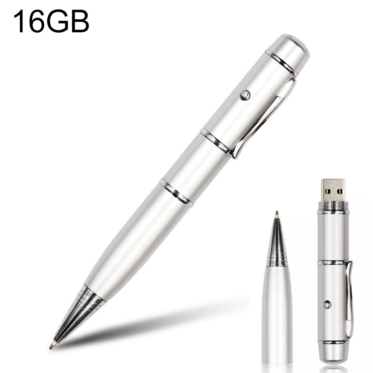 3 in 1 Laser Pen Style USB Flash Disk, Silver (16GB)
