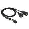 10 Pin Motherboard Female Header to 2 USB 2.0 Female Adapter Cable, Length: 50cm
