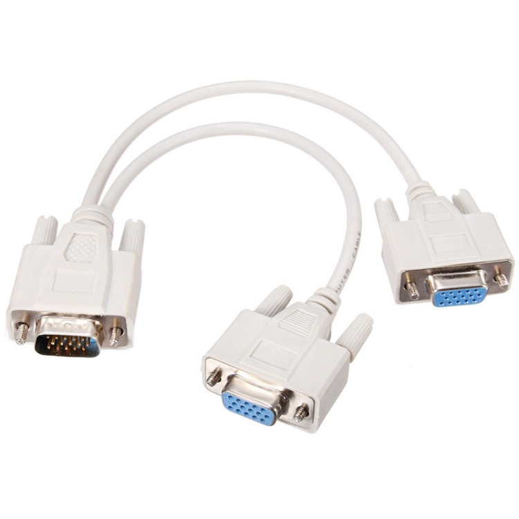 VGA SVGA HDB15 Male to 2 Female Splitter Cable, Length: 32.5cm