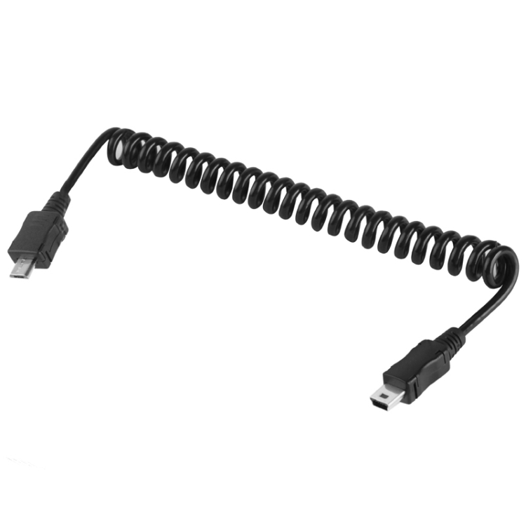Micro USB Male to Mini 5-pin USB Coiled Cable / Spring Cable, Length: 20cm