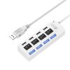 4 Ports USB Hub 2.0 USB Splitter High Speed 480Mbps with ON/OFF Switch, 4 LED