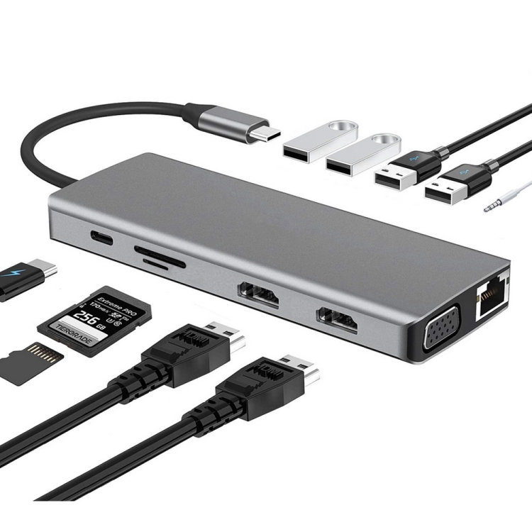 WS-04 12-in-1 Type-C Notebook Multi-function Docking Station