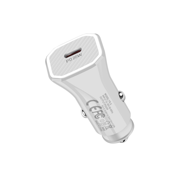 YS-2 PD 20W USB-C / Type-C Interface Car Fast Charger for iPhone Series / iPad Series