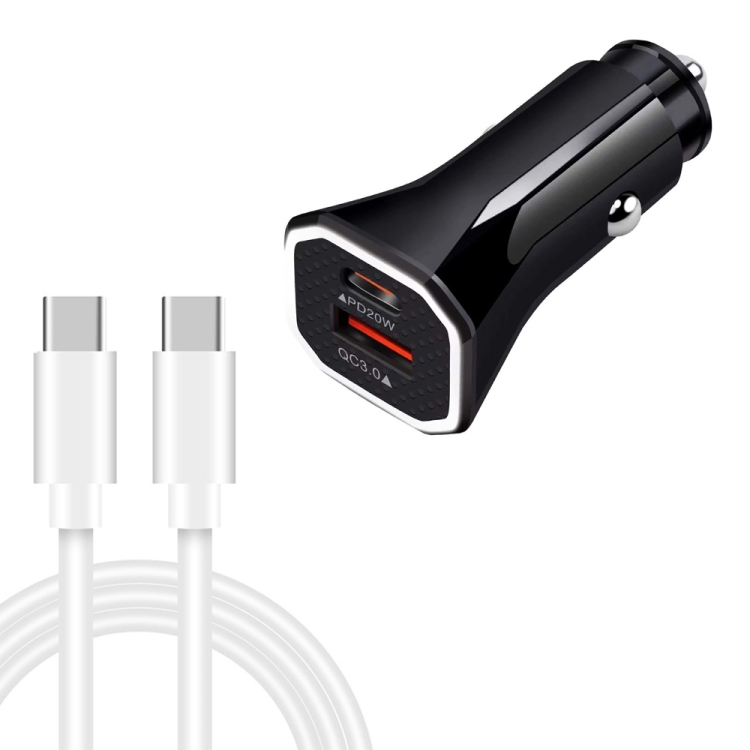 TE-P22 38W PD20W + QC3. 0 USB Car Charging + USB-C / Type-C to USB-C / Type-C Data Cable, Length: 1m