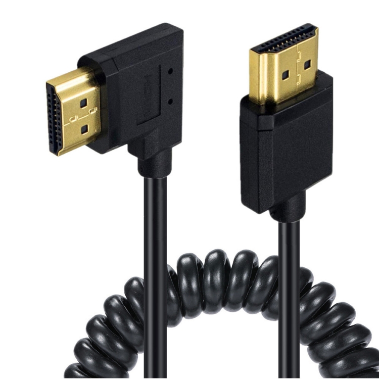 JUNSUNMAY 4K 60Hz HDMI Male to Male HDMI 2.0V Elbow Head Spring Cable