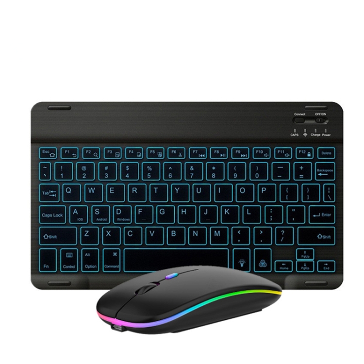 10 Inch RGB Colorful Backlit Bluetooth Keyboard And Mouse Set For Mobile Phone / Tablet