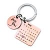 Personalized Calendar Keychain Hand Carved Calendar Keyring Stainless Steel Brelok