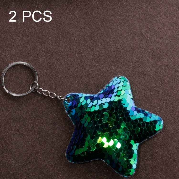 2 PCS Cute Chaveiro Star Keychain Glitter Pompom Sequins Key Chain Gifts for Women Llaveros Mujer Car Bag Accessories Key Ring