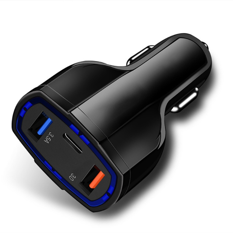 2 PCS QC3.0 Fast Charge Car Charger 3.5A Dual USB With Type-C Interface Output Car Charger