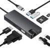 8 In 1 Type-C To HDMI+VAG Gigabit RJ45+USB3.0 Docking Station