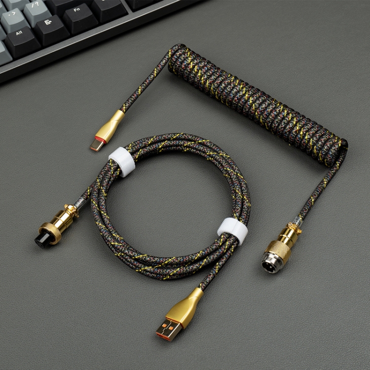 Mechanical Keyboard Spring Cable Gold-plated Aerial Plug