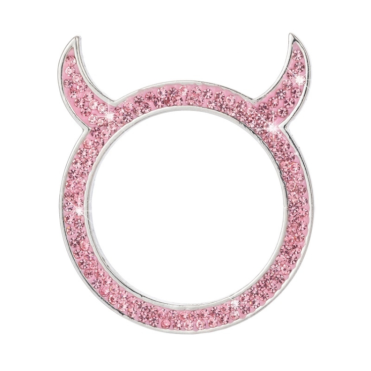 2 PCS Car Starter Button With Diamond Small Devil Decorative Ring