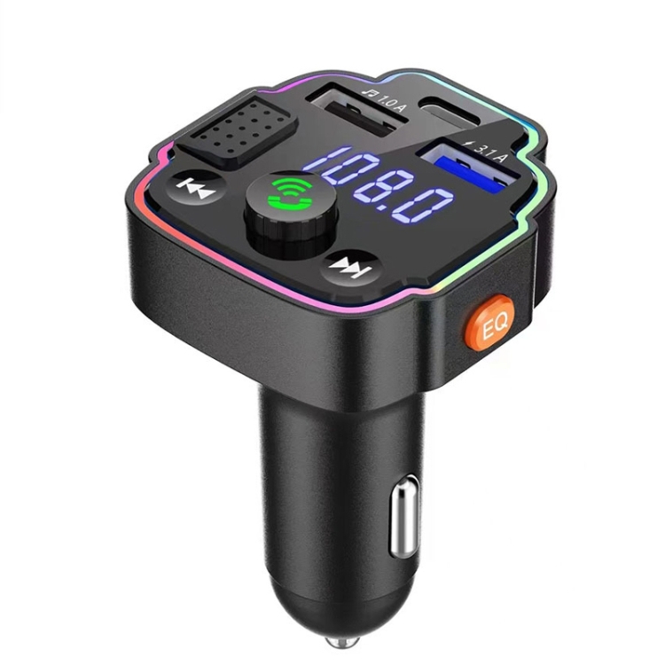 Car Bluetooth FM Transmitter PD Fast Charging Ambient Light
