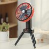 Outdoor Camping USB Charging Fan Tent Swing Head Fan With Tripod LED Light