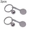 2pcs Simulation Tennis Racket Metal Key Chain Small Gift