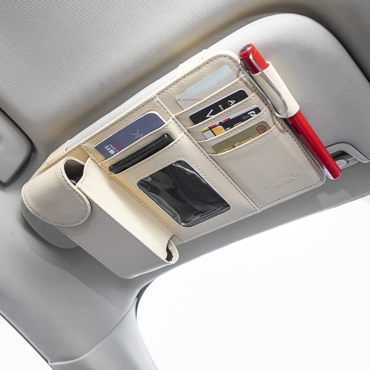 Car Sun Visor Storage Glasses Case Card Holder Bill Document Holder