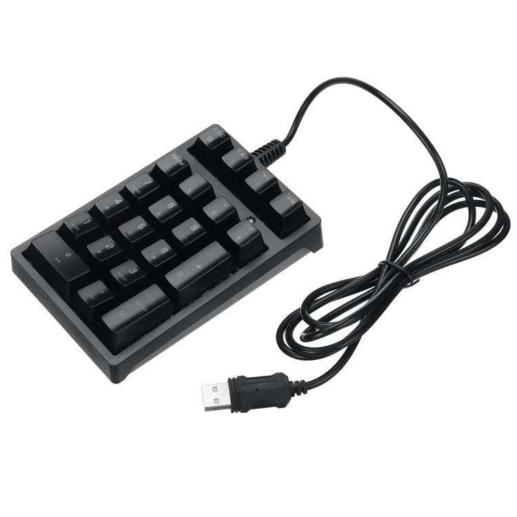 198I K21 Wired Mechanical Dightal Keyboard Multifunction Button RGB Backlight Office Keypad
