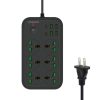 T24 2m 3000W 6 Plugs + PD + 4-USB Ports Multifunctional Flame-Retardant Socket With Switch