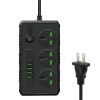 B09 2m 3000W 3 Plugs + PD + 4-USB Ports Multifunctional Flame-Retardant Socket With Switch