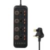 A05 2m 3000W 4 Plugs + 6-USB Ports Multifunctional Flame-Retardant Socket With Switch