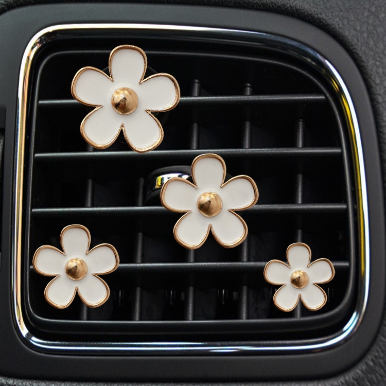 4pcs/set Small Chrysanthemum Perfume Alloy Jewelry Car Air Outlet Decoration Clip