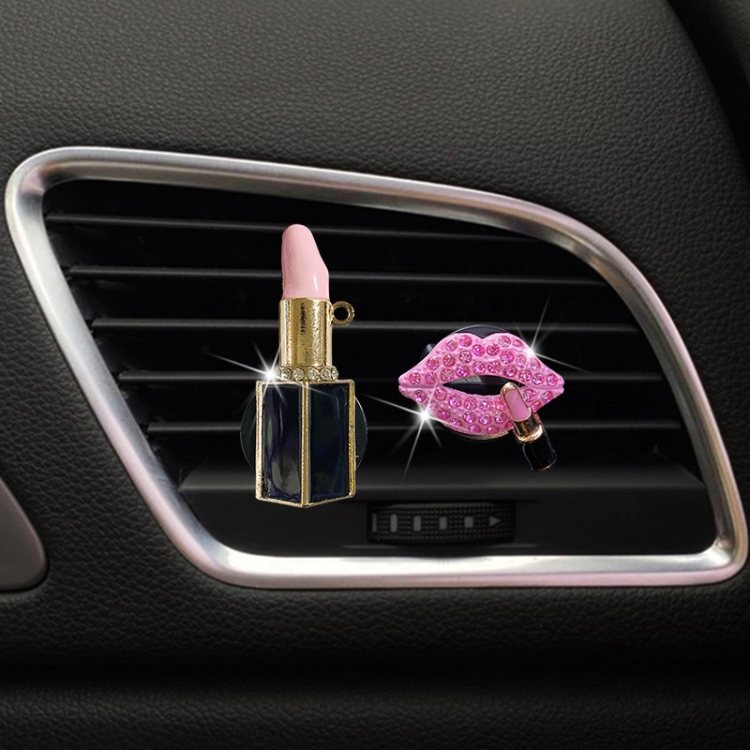 2pcs/Set Lipstick Diamond-Encrusted Car Air Vent Aroma Diffuser Clip