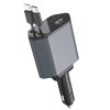 4-In-1 120W Multifunctional USB Retractable Dual-Line Digital Display Car Fast Charger