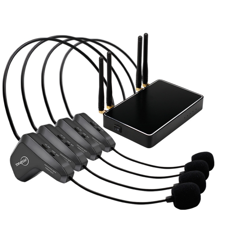 ASiNG WM07 4 x Transmitter + 1 x Receiver Head-mounted Wireless Microphone