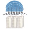 XI242 3 Pairs K614 Side Brushes + 6 PCS I208 Filters+ 3 PCS I201 Rags Set for ILIFE V5S Pro / V50 / V5S