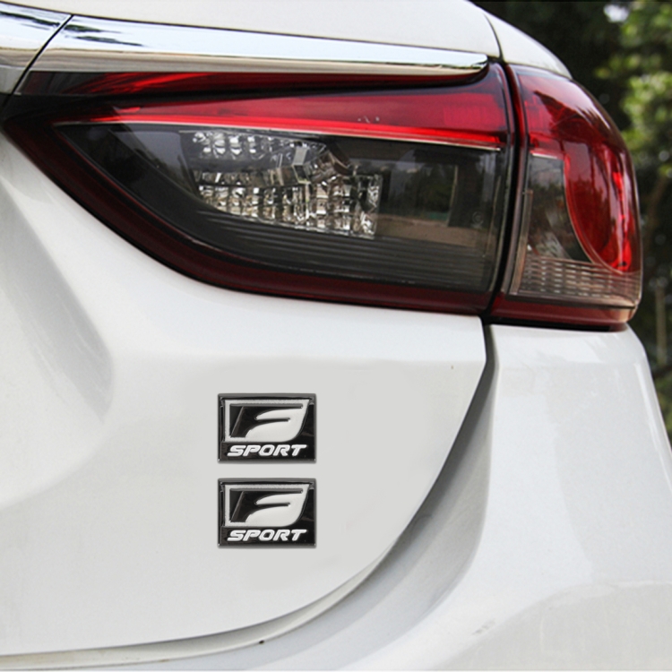 2pcs Car Type D F-SPORT Aluminum Alloy Personalized Decorative Stickers, Size:3.8x2.8x0.4cm