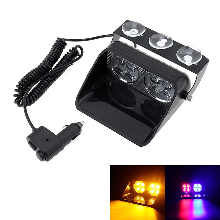 S8 8 LEDs 8W High Power Suction Cup Car Strobe Light Warning Light