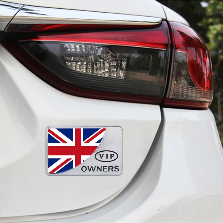 Universal Car UK Flag Rectangle Shape VIP Metal Decorative Sticker