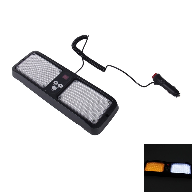 High qulaity DC 12V,9W LED Waterproof Car Sunshade Yellow Light + White Light Warning Lights Strobe Emergency Lights Flashing Light with 12 Kinds Flash Patterns