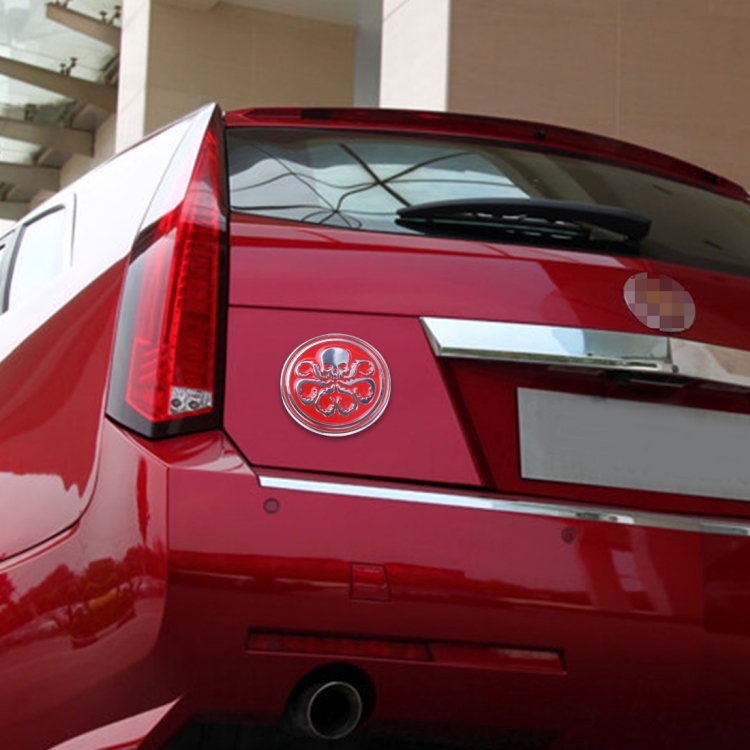 Skull Pattern Circular Shape Shining Metal Car Free Sticker