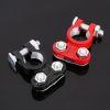 2 PCS Positive and Negative Car U Shape Metal Battery Connectors Terminals Clamps Clips, L Size, Inner Diameter: 16mm (Black + Red)