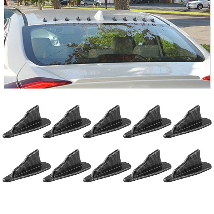 10 PCS Universal Car Carbon Fiber Shark Fin Diffuser Vortex Generator Roof Spoiler