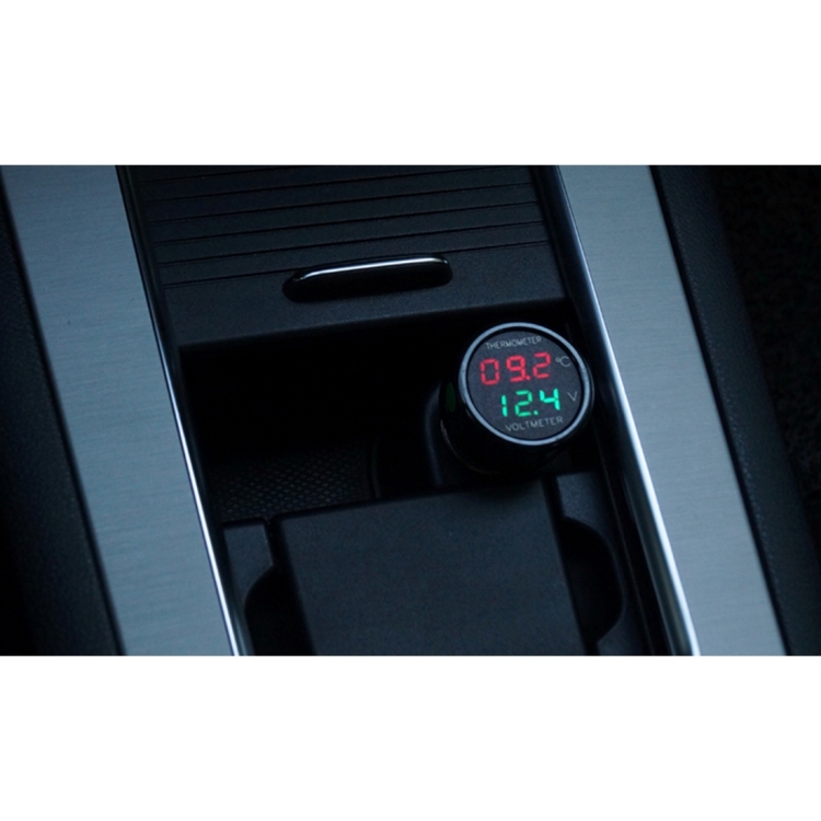 2 in 1 Universal Car Digital Voltage Meter Temperature Meter (Random ...