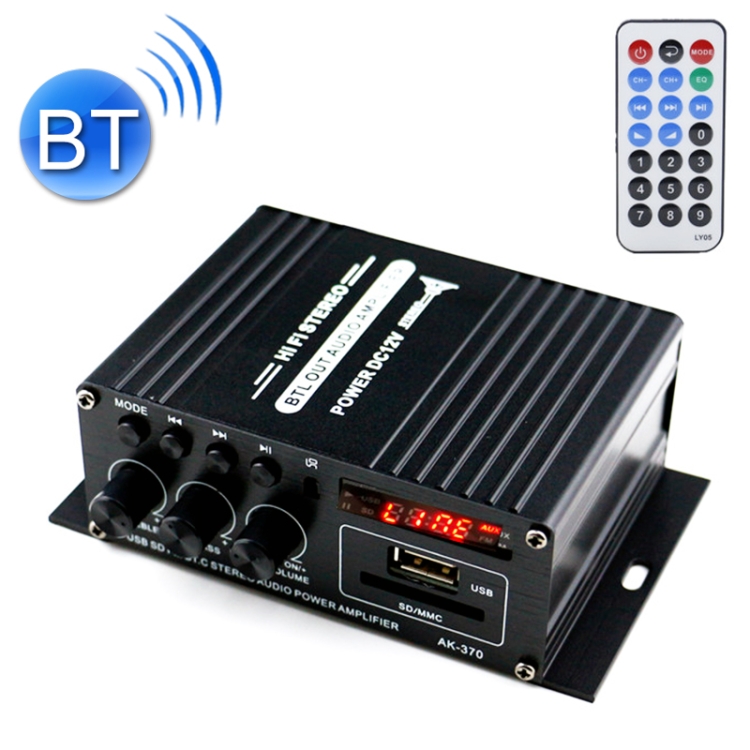 AK370 12V Household / Car Bluetooth HIFI Amplifier Audio with Remote Control